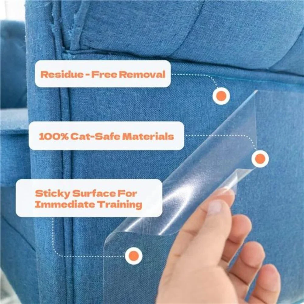 Cat Scratch Couch Protector - 8XL Sheets, Clear (Almost Invisible),Extra Durable